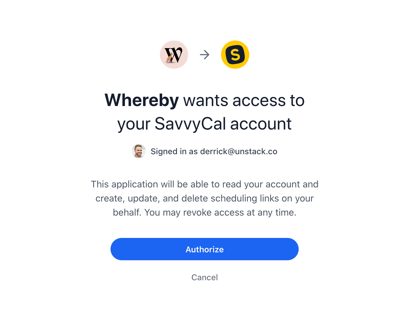 An example of the OAuth screen